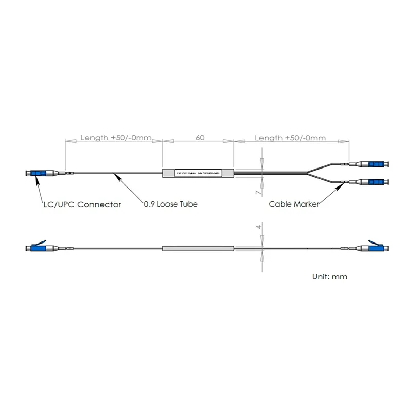 1*2 PLC Splitter με σύνδεση LC/UPC